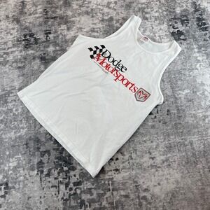 Alstyle Men Medium Tank Top White Dodge Motorsports Graphic Racing Muscle Shirt